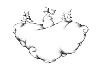 Schneemann auf einer Wolke