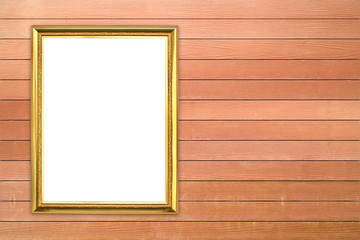 Fototapeta premium golden frame on wood wall background