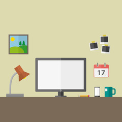 Flat office workplace