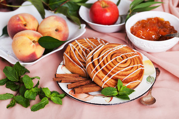 Two buns with cinnamon still life