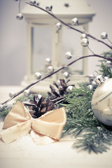 Christmas Decoration Over Wooden Background.