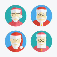 Santa Claus avatar. Flat icons collection. vector