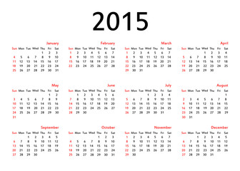 Simple european 2015 year vector calendar, template - 72973830