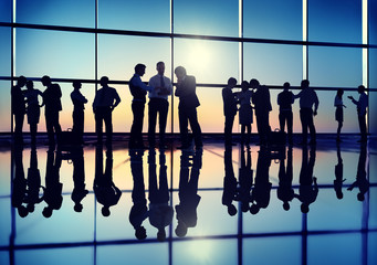 Silhouette Group of Business People Meeting