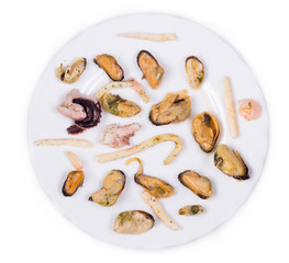 Mixed seafood plate.