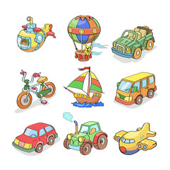 Cartoon collection of Transportation- Colored