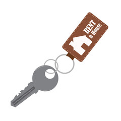 house key in a key chain. vector illustration