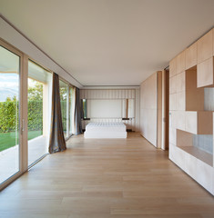 Minimal geometrical queen size bedroom