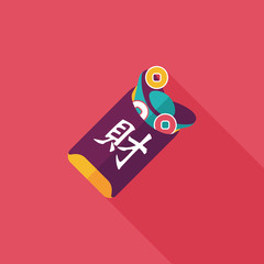 Chinese New Year red envelope flat icon with long shadow,eps10