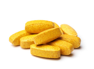 pills on white background.