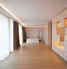 Minimal geometrical queen size bedroom