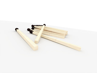 Matches rendered on white