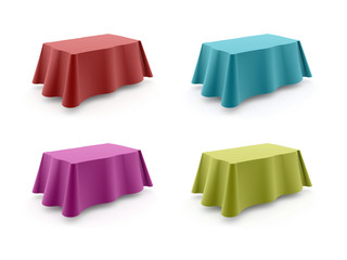 Four colored tables isolated on white