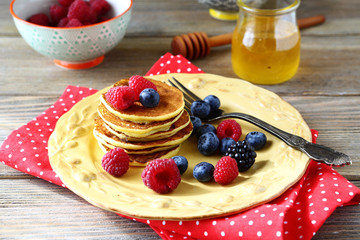 Sweet pancakes with blueberries
