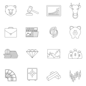 Finance exchange outline icons