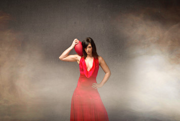 girl in red ready for super bowl