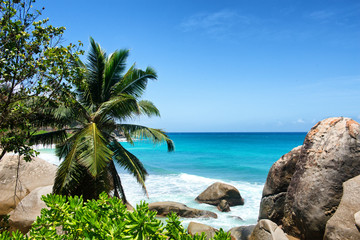 Fototapeta na wymiar Beautiful Anse Machabee at Mahe Island, Seychelles