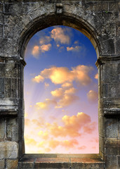 Gate to heaven with the setting sun
