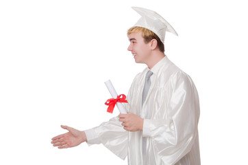 Young student isolated on the white
