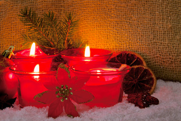 Four advent candles isolated.  