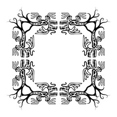 Black corners elements with dragons, vector