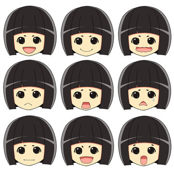 和風着物の女の子/表情集