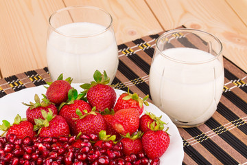 Fresh milk and strawberry