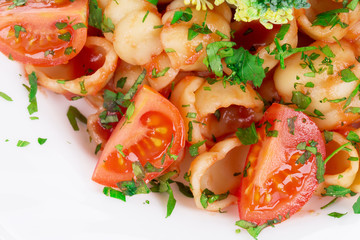 Italian pasta with tomatoes.