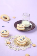 Sandwich Cookies with Cream Cheese and Violet Filling