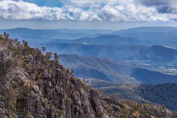 View of Australian Alps from Mt Buffalo  Park lookout