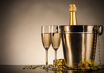 Celebration theme with champagne still life