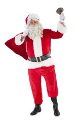 Santa claus holding a sack and bell