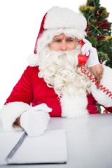 Annoyed santa claus on the phone