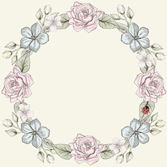 floral frame vintage engraving style