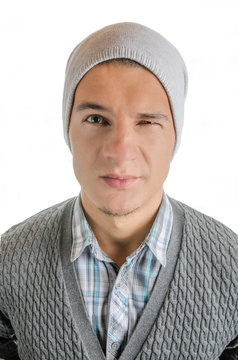 man with wollen cap