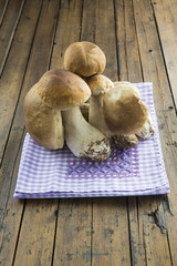 Boletus edulis o seta calabaza hongos frescos en la cocina