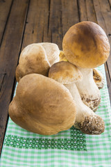 Boletus edulis o seta calabaza hongos frescos en la cocina