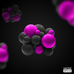 3D concept illustration, molecules spheres abstract background