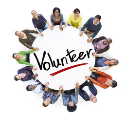 Hands Holding Around the Volunteer Concepts