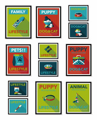 Pet poster flat banner design background set, eps10