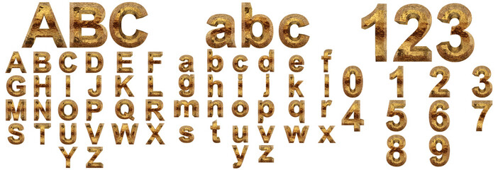 Yellow gold or golden fonts isoalted