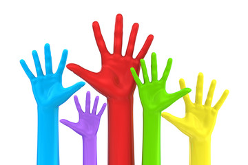 Colorful five hands