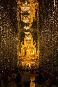 The Golden seated presiding Buddha in Church,wat Thasung  in Uth