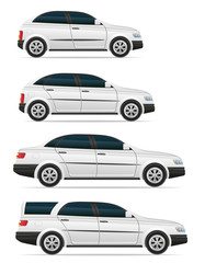 set icons passenger cars with different bodies vector illustrati