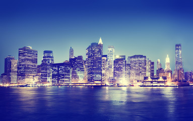 Obraz premium New York City Panorama Night Concept