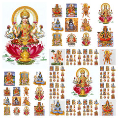hindu gods collage ( Lakshmi, Krishna,Hanuman,Shiva, etc. )