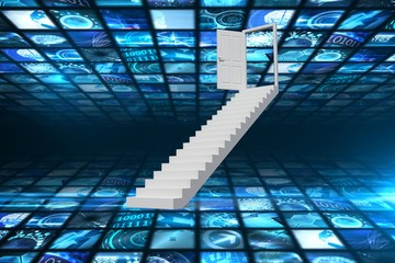 Composite image of stairs leading to door