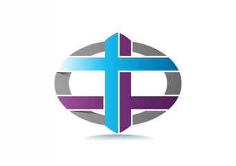 cross religious leaf life logo Vector
