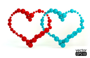 Valentine's day card with two sphere heart.