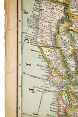 north California on vintage map